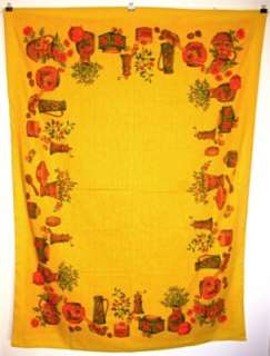 Groovy vintage 1960s tablecloth with a super mod pattern of orange 