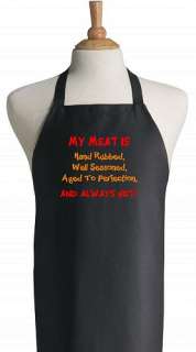 My Meat Is Always HOT Funny Black Barbecue Apron  