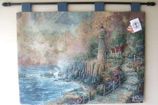 Thomas Kinkade Lightof Peace Lighthouse Jacquard Tapestry Wall Hanging 