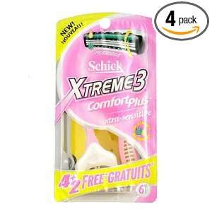 Schick Xtreme3 Comfort Plus Razors, Xtra Sensitive, 4 ct 