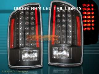 DODGE RAM 2007 2008 1500 2500 3500 PICK UP TAIL LIGHTS BLACK LED