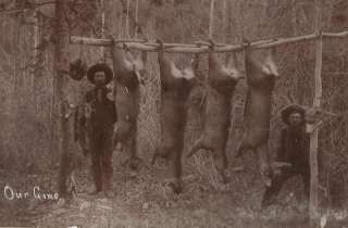 CABINET PHOTO MEN HUNTING HUNG UP DEER OUR GAME RARE  