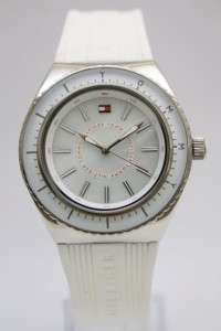 New Tommy Hilfiger Women Pearl Dial White Rubber Watch 40mm 1781006 