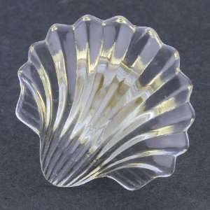  Seashell Knob   Clear Glass   Brass Base 48mm LQ PN0177 