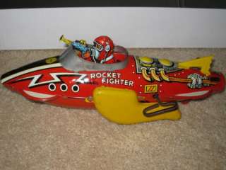 marx rocket fighter tin toy made in the 1951 the spaceship works fine 