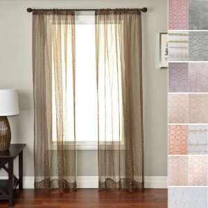   Embroidered Sheer Rod Pocket Curtain 84 Long Panel