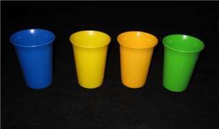 Tupperware~lot of 4~7 oz. bell tumblers~mixed colors~used  