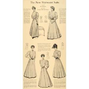  1905 Print Shirtwaist Suits Dress Skirt Ralston Gown 