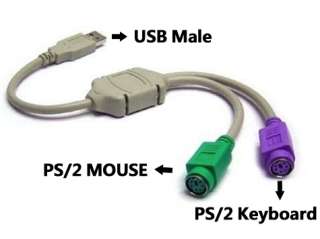 USB to 2x PS2 (KEYBOARD+MOUSE) ADAPTER PC/LAPTOP  