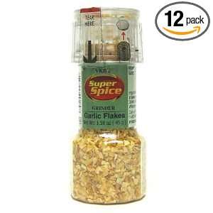 Super Spice Garlic Flakes, 1.59 Ounce Grinder (Pack of 12)