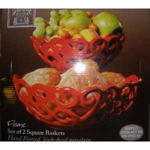Tabletops Gallery Set of 2 Square Baskets  Kitchen 
