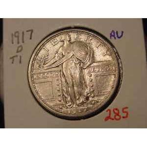 Almost Uncirculated 1917 D Standing Liberty Quarter    Bare Breast 