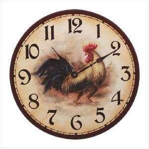 Wood Antique/VINTAGE look ROOSTER/Chicken WALL CLOCK  