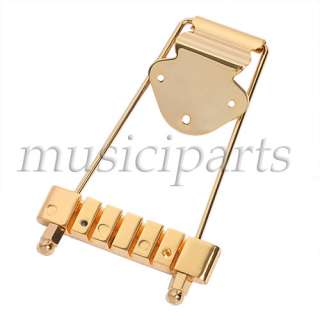 Gold 6 String Bass Guitar Trapeze Tailpiece Bridge  