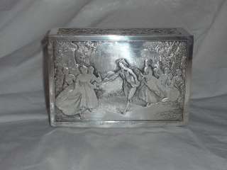 Antique Continental Silver Vanity Box B. Wicker Artist  