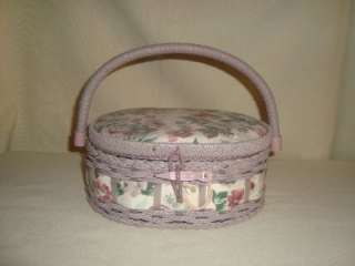 Pink Wicker Sewing Basket  
