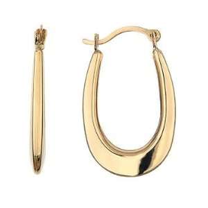  Yellow Gold Tapered Hoop Earrings Jewelry