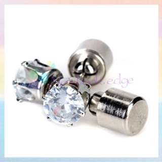 2xStainless Steel LED Flashlight Earring Ear Stud Party Green  