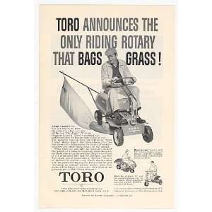  1960 Toro Pony Riding Mower Bags Grass Print Ad (19945 