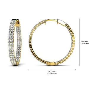 18k Yellow Gold, Double Row Inside Out Diamond Hoop Earrings Large, 2 