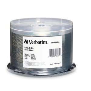  Verbatim DataLifePlus Shiny Silver 2.4X 8.5GB DVD+R Double Layer DL 