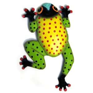  Handcrafted Frog Design   Haitian Metal Art 9 x 13 1/2 