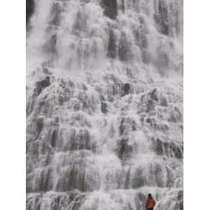 Woman Admiring Dynjandi Waterfalls, Westfjords, Iceland, Polar Regions 