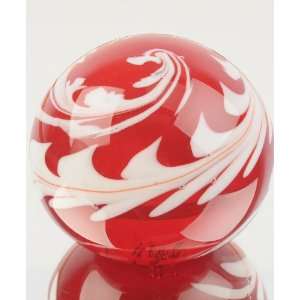   Series   Peppermint Style Red Swirl with White Ocean Wave Paperweight