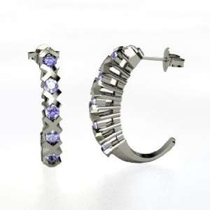   & Kisses Hoops, 14K White Gold Hoop Earrings with Tanzanite Jewelry