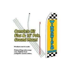  WINDSHIELD REPAIR (Checkered) Feather Banner Flag Kit 