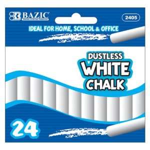  BAZIC Dustless Chalk, White, 24 Per Box